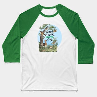 Earth Day Nature Illustration with Text Baseball T-Shirt